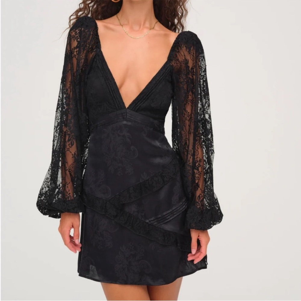 For Love and Lemons Gisela Black Mini Dress